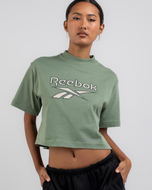 Reebok Women's Archive Essentials Cropped T-Shirt in Green