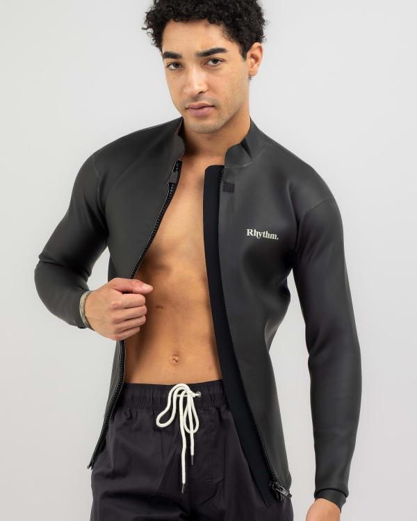 Rhythm Boy's Classic Retro Front Zip Wetsuit Jacket in Black