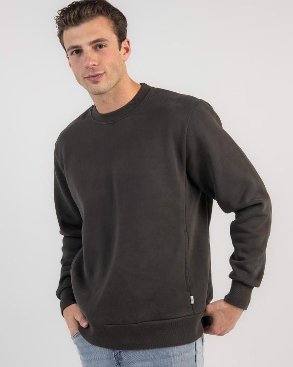 Rhythm Men's Classic Fleece Crew Neck Sweatshirt in Black