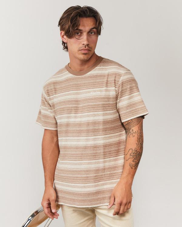 Rhythm Men's Everyday Stripe Vintage T-Shirt in Brown