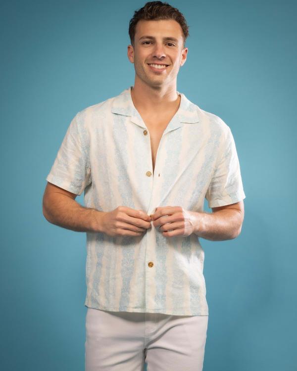 Rhythm Men's Pineapple Stripe Short Sleeve Shirt in Grey