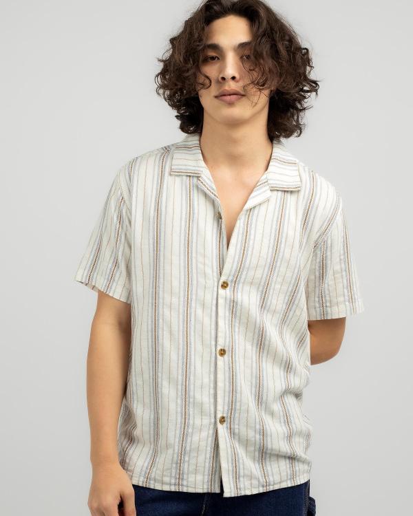 Rhythm Men's Vacation Stripe Short Sleeve Shirt in Natural