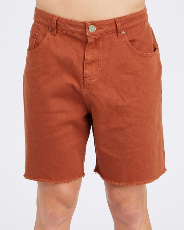 Rhythm Men's Vintage Denim Walk Shorts in Brown