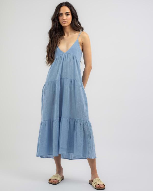 Rhythm Women's Cleo Tiered Midi Dress in Blue