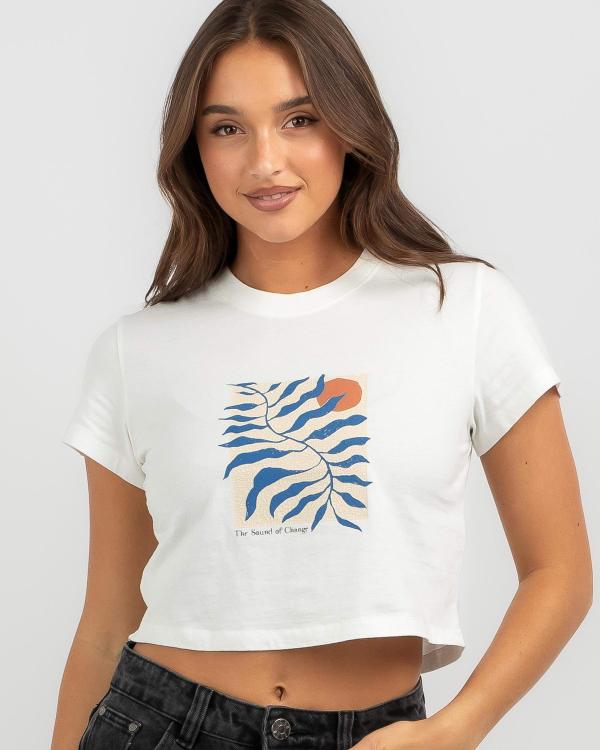 Rhythm Women's Fern Vintage Crop Crew T-Shirt in White