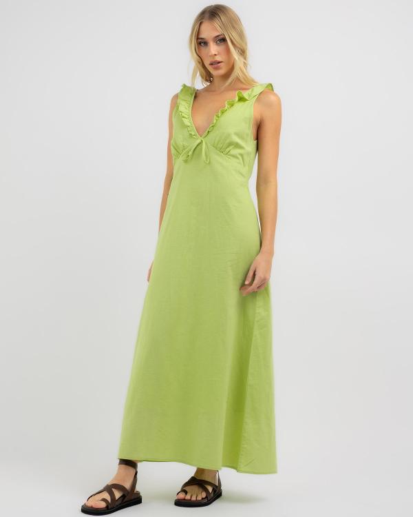 Rhythm Women's Mila Ruffle Maxi Dress in Green