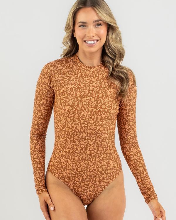 Rhythm Women's Nazare Paisley Long Sleeve Surfsuit in Brown