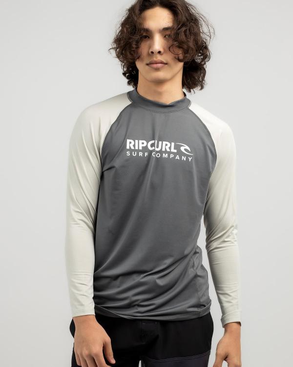 Rip Curl Men's Shock Upf Long Sleeve Rash Vest in Grey