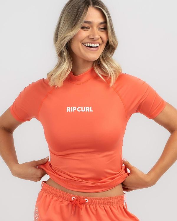 Rip Curl Women's Classic Surf Short Sleeve Upf Rash Vest in Coral