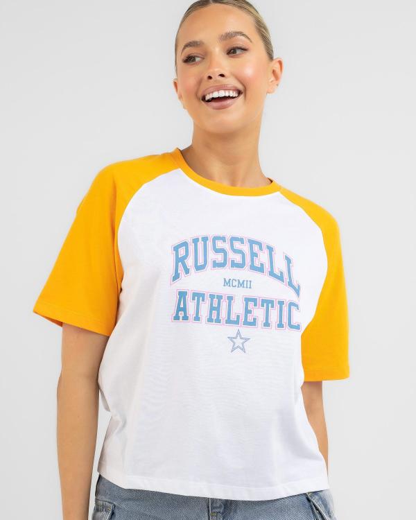 Russell Athletic Women's Half Time Raglan T-Shirt in Gold