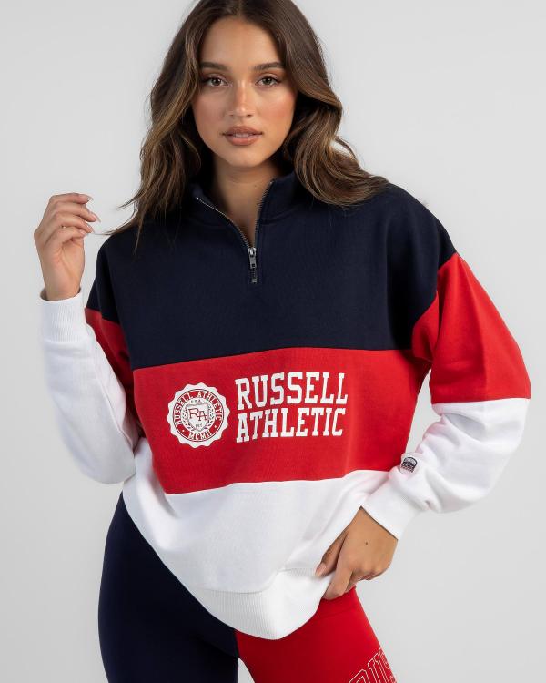 Russell Athletic Women's Tri Americana Zip Through Sweatshirt in Navy