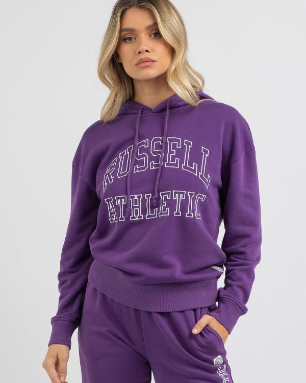 Russell Athletic Women's Washback Drop Shoulder Hoodie in Purple