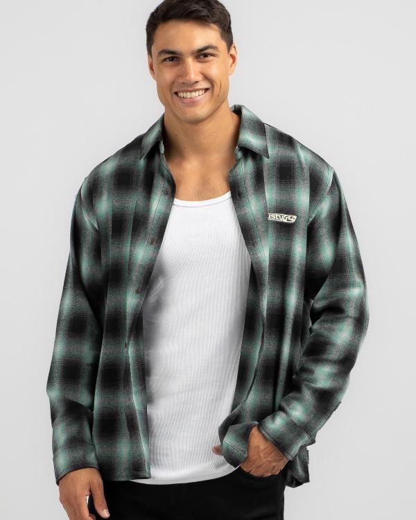 Rusty Men's Neon Dreams Long Sleeve Flannel Top in Green