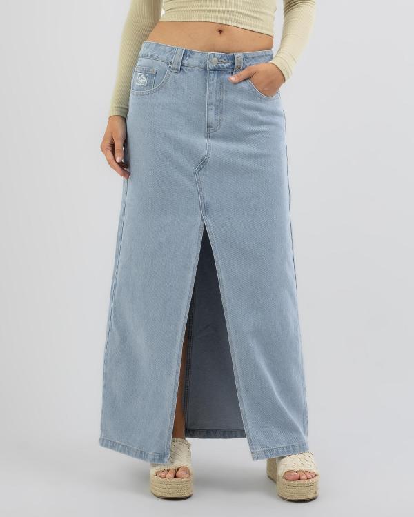 Rusty Women's Celeste Low Rise Denim Maxi Skirt in Bleach Denim