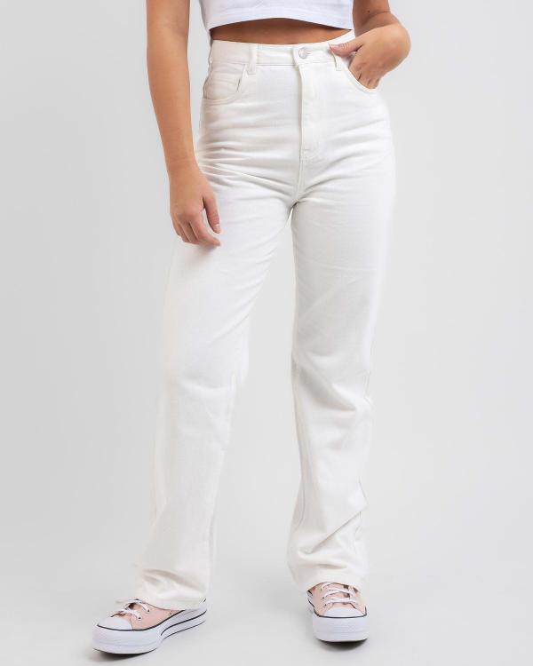 Rusty Women's High Waisted Wide Straight Leg Jeans in White