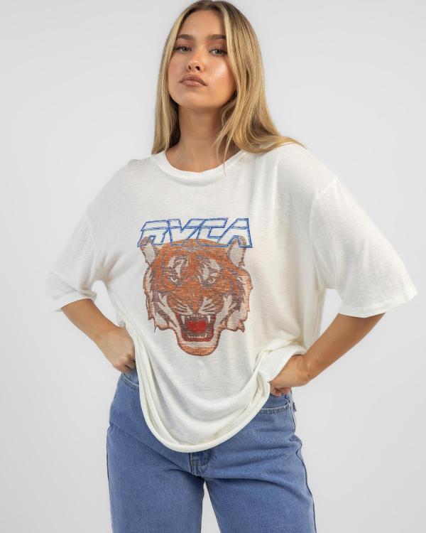 RVCA Women's Jungle Cat Rummage T-Shirt in White