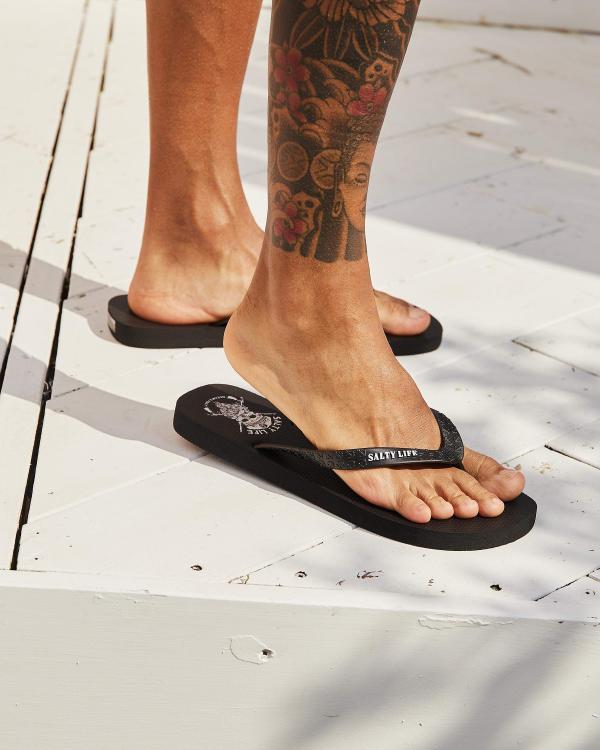 Salty Life Men's Overboard Thongs Shoes in Black