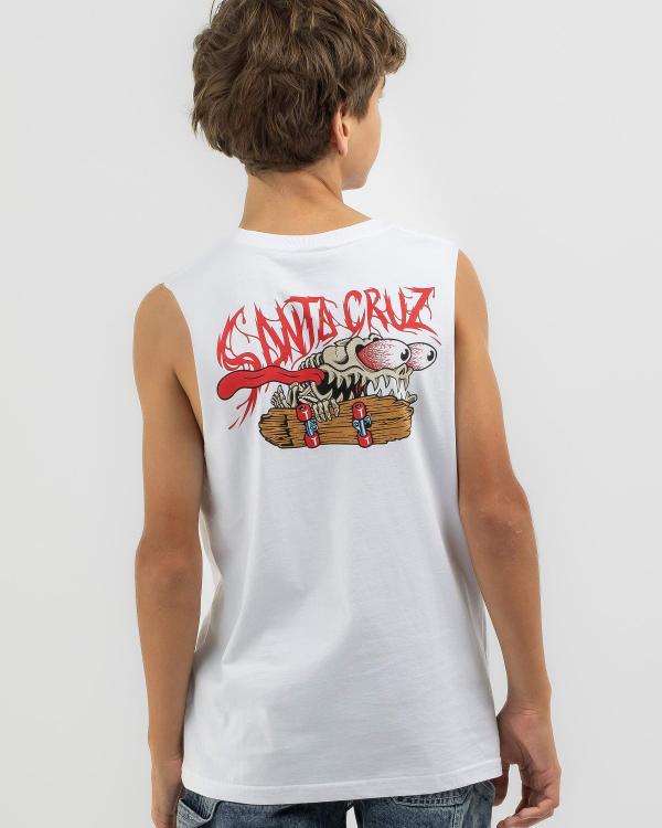 Santa Cruz Boys' Bone Slasher Muscle Tank Top in White