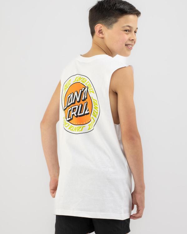 Santa Cruz Boys' Outer Ringed Dot Muscle Tank Top in White