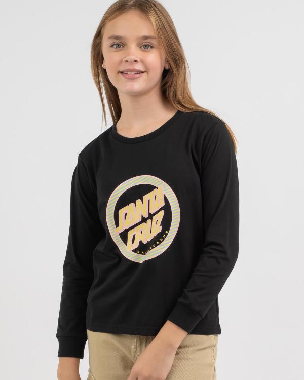 Santa Cruz Girls' Striped Reverse Dot Long Sleeve T-Shirt in Black