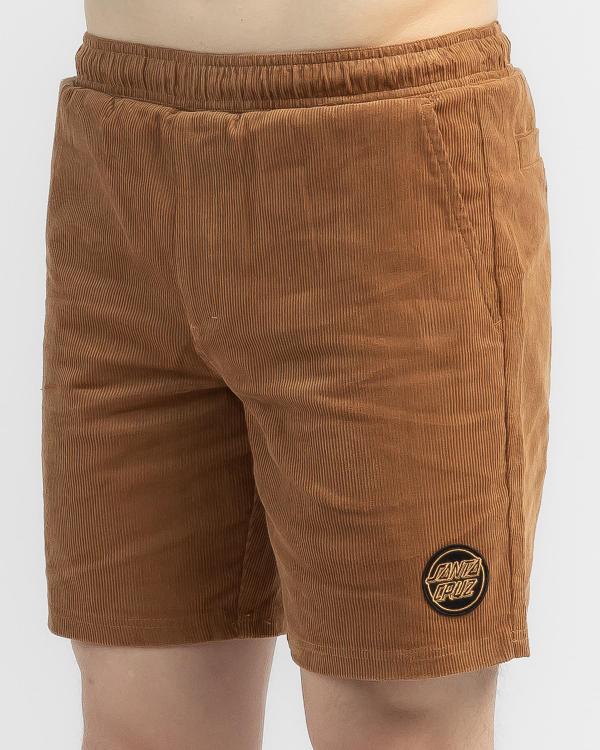 Santa Cruz Men's Solid Strip Elastic Waist Shorts in Brown