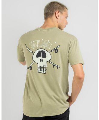 Stussy Men's Surf Skate Skull 50/50 T-Shirt in Cream