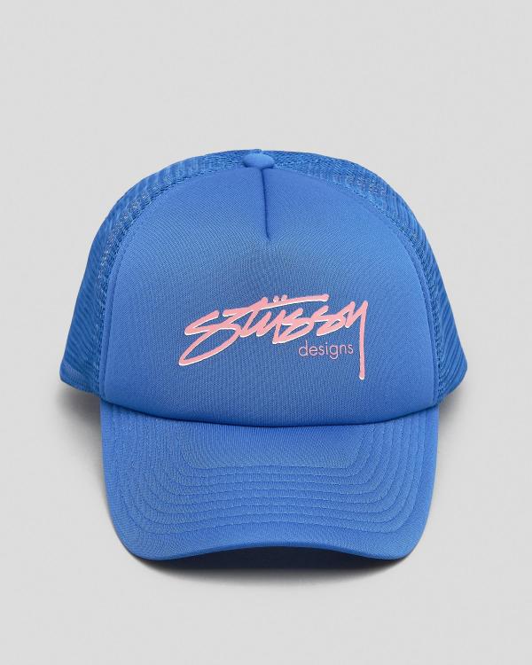 Stussy Women's Designs Trucker Cap in Blue