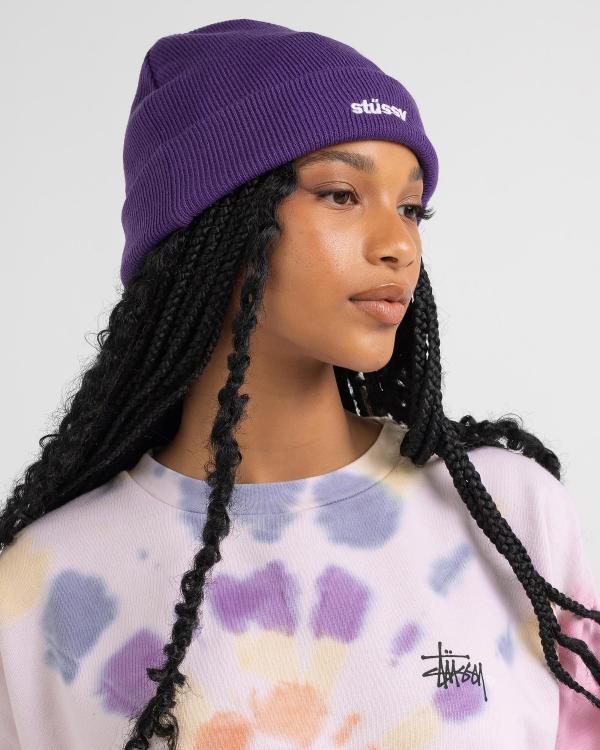 Stussy Women's Italic Cuff Beanie Hat in Purple