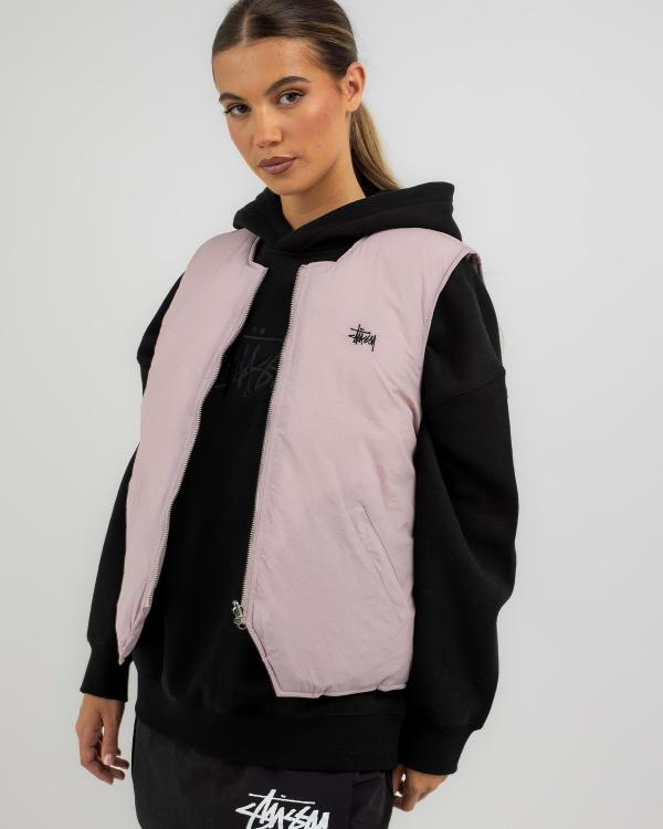 Stussy Women's Stock Logo Reversible Quilted Vest in Purple