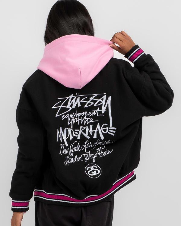 Stussy Women's Varsity Jacket in Black