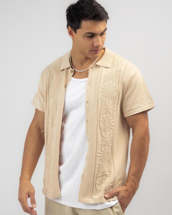 The Critical Slide Society Men's Access Knit Shirt in Natural
