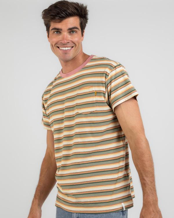 The Critical Slide Society Men's Lewie Stripe T-Shirt in Brown