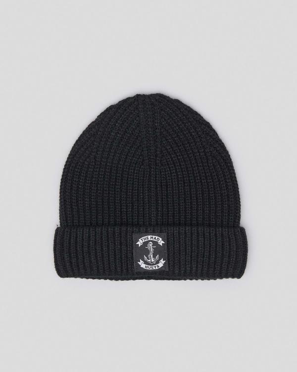 The Mad Hueys Anchor Roll Up Beanie Hat in Black