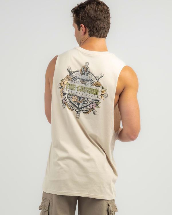 The Mad Hueys Men's Captain Wheel Muscle Tank Top in Grey