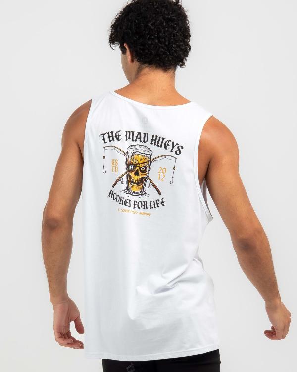 The Mad Hueys Men's Still Hooked For Life Singlet Top in White