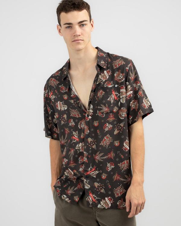 The Mad Hueys Men's Tattoo Short Sleeve Shirt in Black