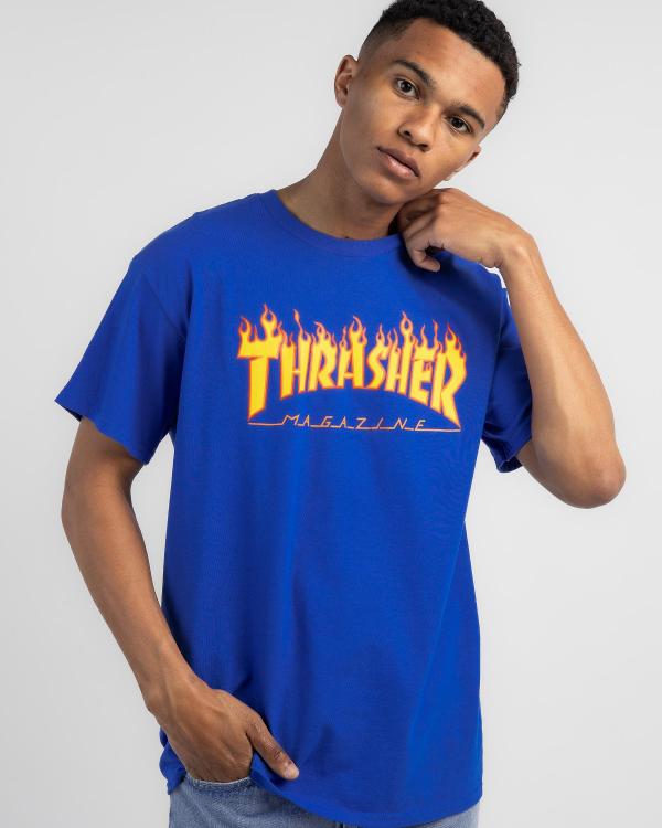 Thrasher Men's Flame Logo T-Shirt in Blue