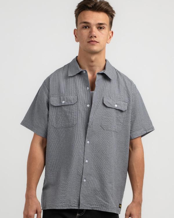 Thrills Men's Union Short Sleeve Stripe Work Shirt in Grey