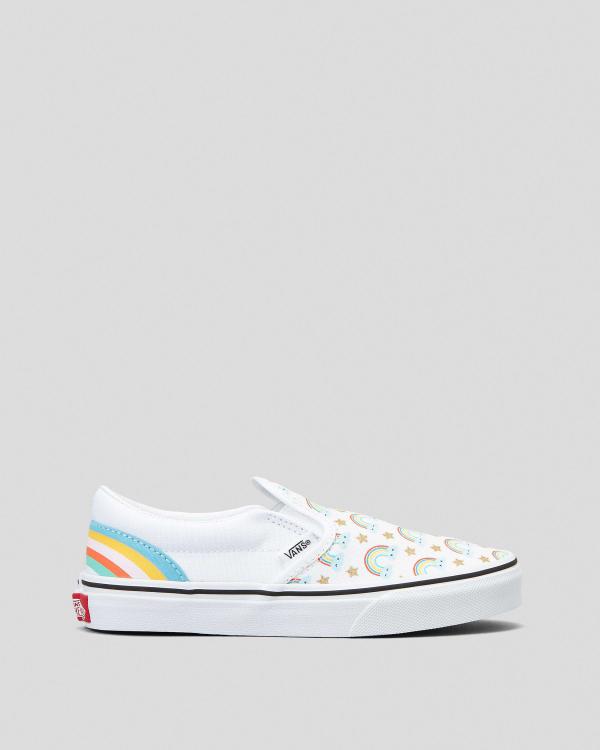 Vans Girls' Classic Slip-On Shoes in White