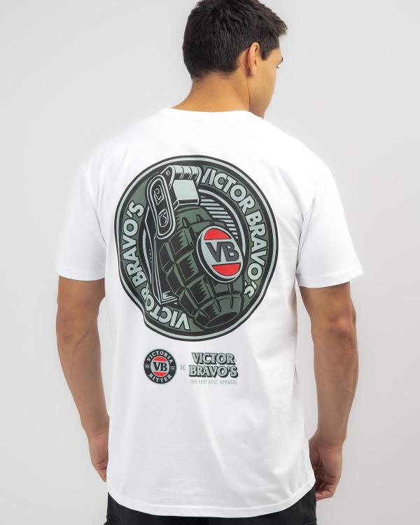 Victor Bravo's Men's Badge Green T-Shirt in White