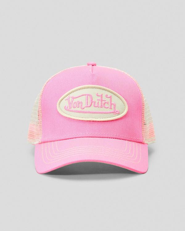 VON DUTCH Men's Pink Khaki Cream Trucker Cap