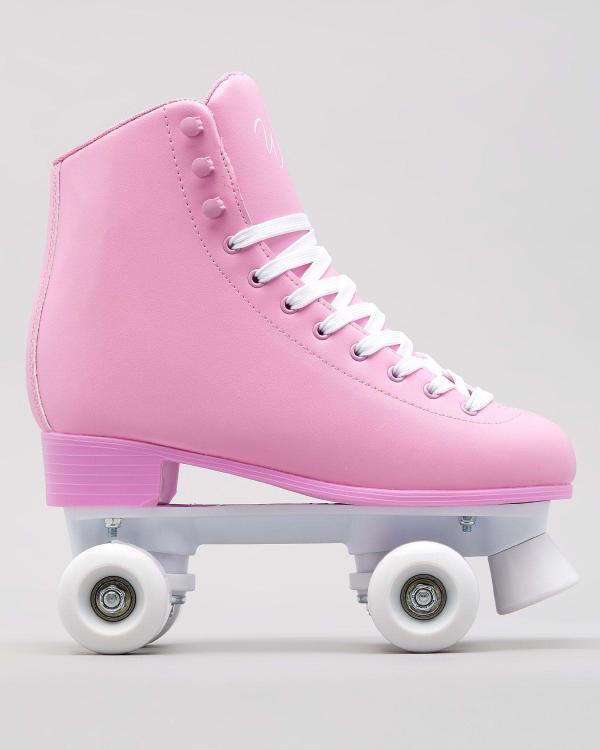 Whip Roller Skates Laced Quad Rollerskates in Pink