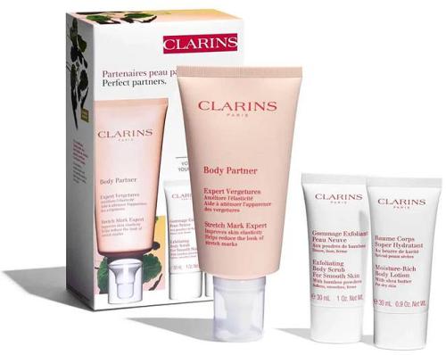 CLARINS Perfect Partners Scrub and Lotion Collection 3 Piece Gift Set