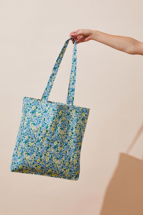 Cotton On Foundation - Foundation Kids Recycled Tote Bag - Blue & yellow floral