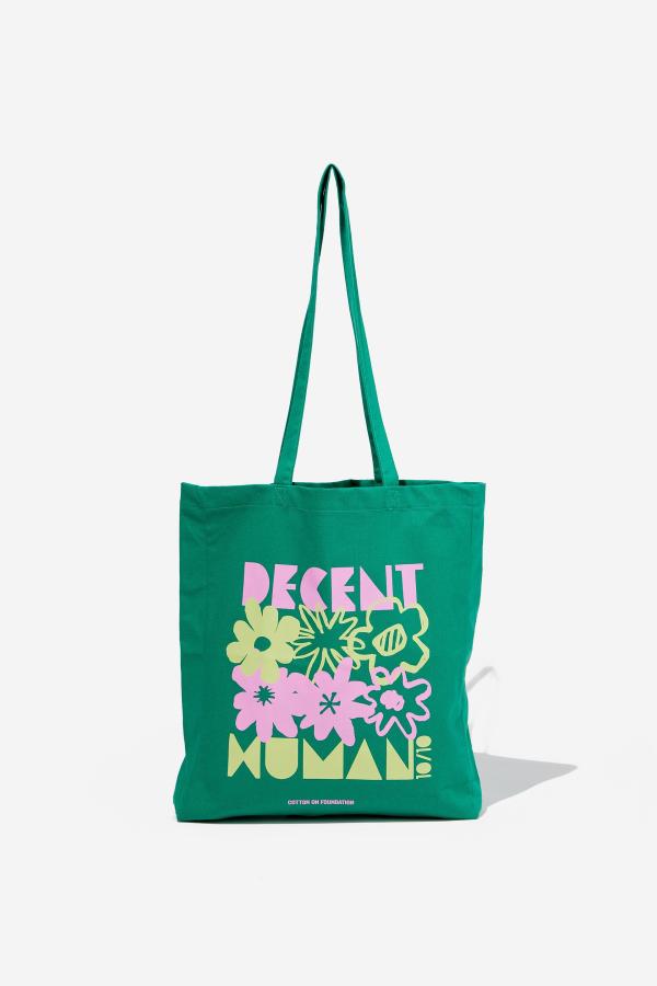 Cotton On Foundation - Foundation Typo Recycled Tote Bag - Decent human