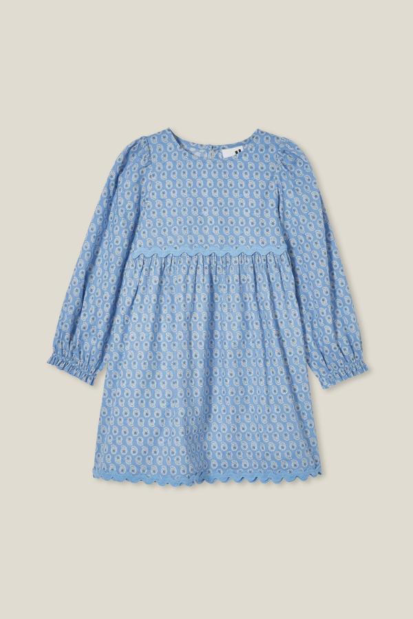 Cotton On Kids - Addison Long Sleeve Dress - Dusk blue/perry paisley