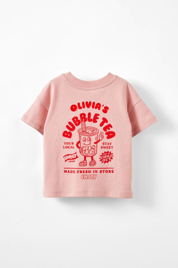 Cotton On Kids - Alfie Drop Shoulder Tee - Personalised - Bubble tee zephyr