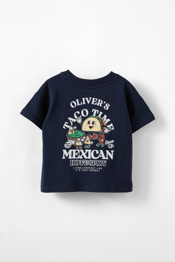 Cotton On Kids - Alfie Drop Shoulder Tee - Personalised - Squid ink/cool beans mexican