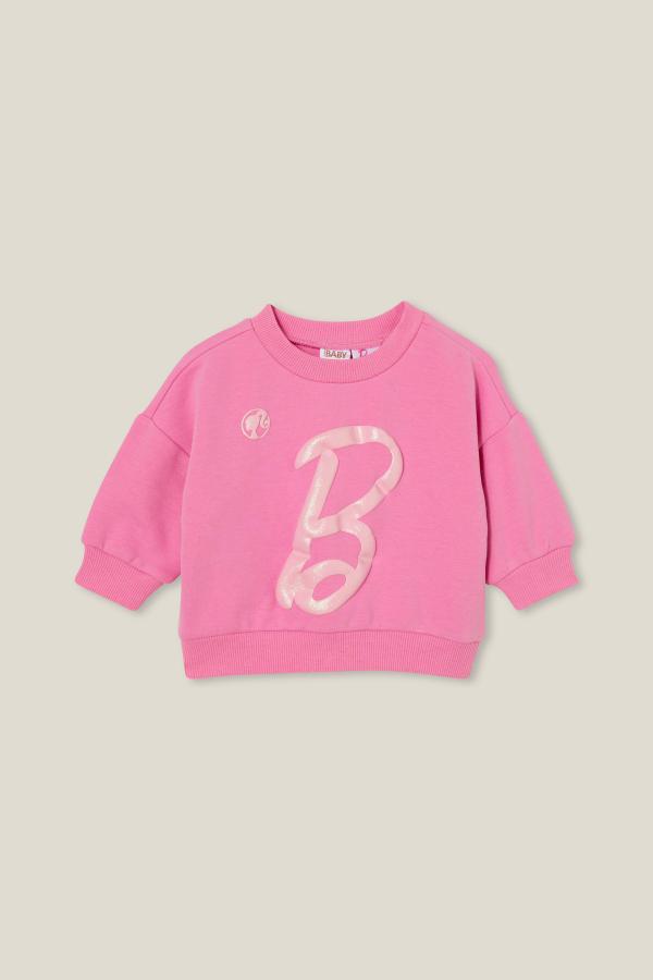 Cotton On Kids - Alma Drop Shoulder Sweater Lcn - Lcn mat pink gerbera/barbie glitter b
