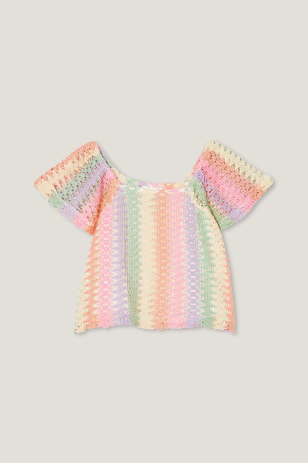 Cotton On Kids - Avril Short Sleeve Top - Rainbow stripe